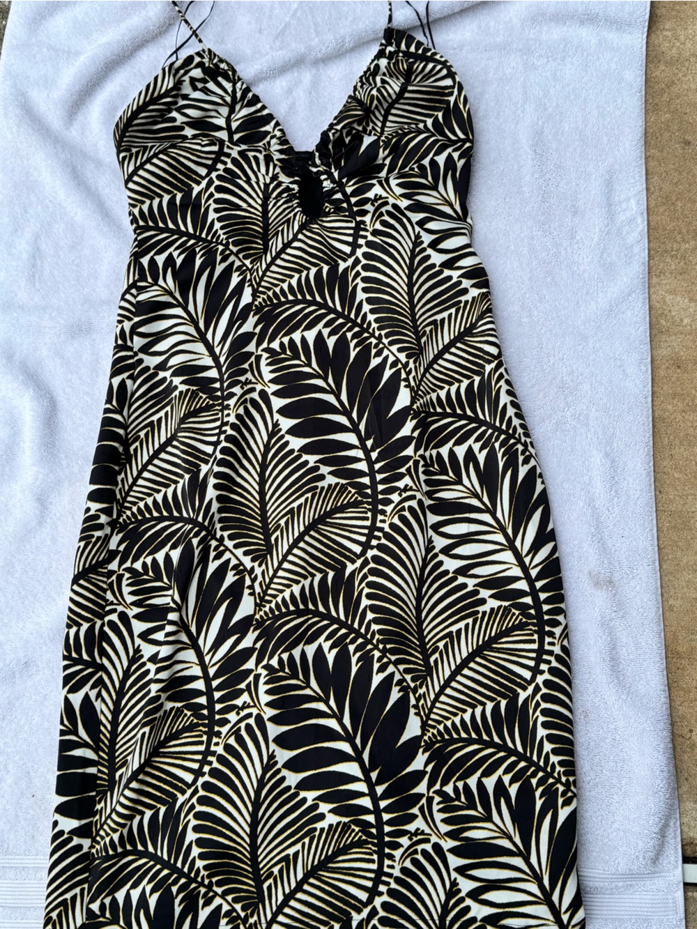 Christian Lacroix Black and Cream Leaf-Print Drawstring Skirt